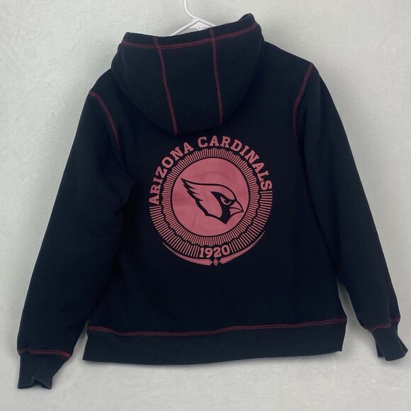 NFL Arizona Cardinals Jacket Womens Small Black Hooded Logo Full Zip Pockets - Picture 2 of 10